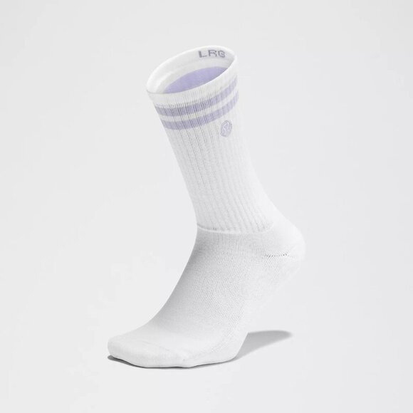 Unisex Daily Essential Crew Socks Stripe - White/Serene Blue - Picture 2 of 3